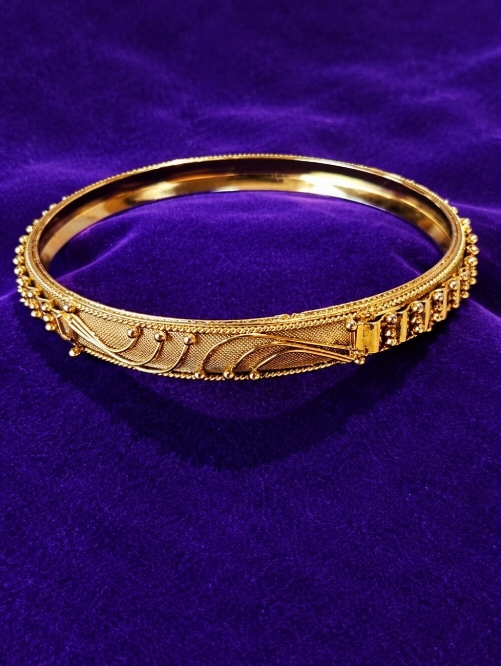 Unsigned Large Bangle Mesh Gold Tone Bohemian Intricate Design Bracelet India?
